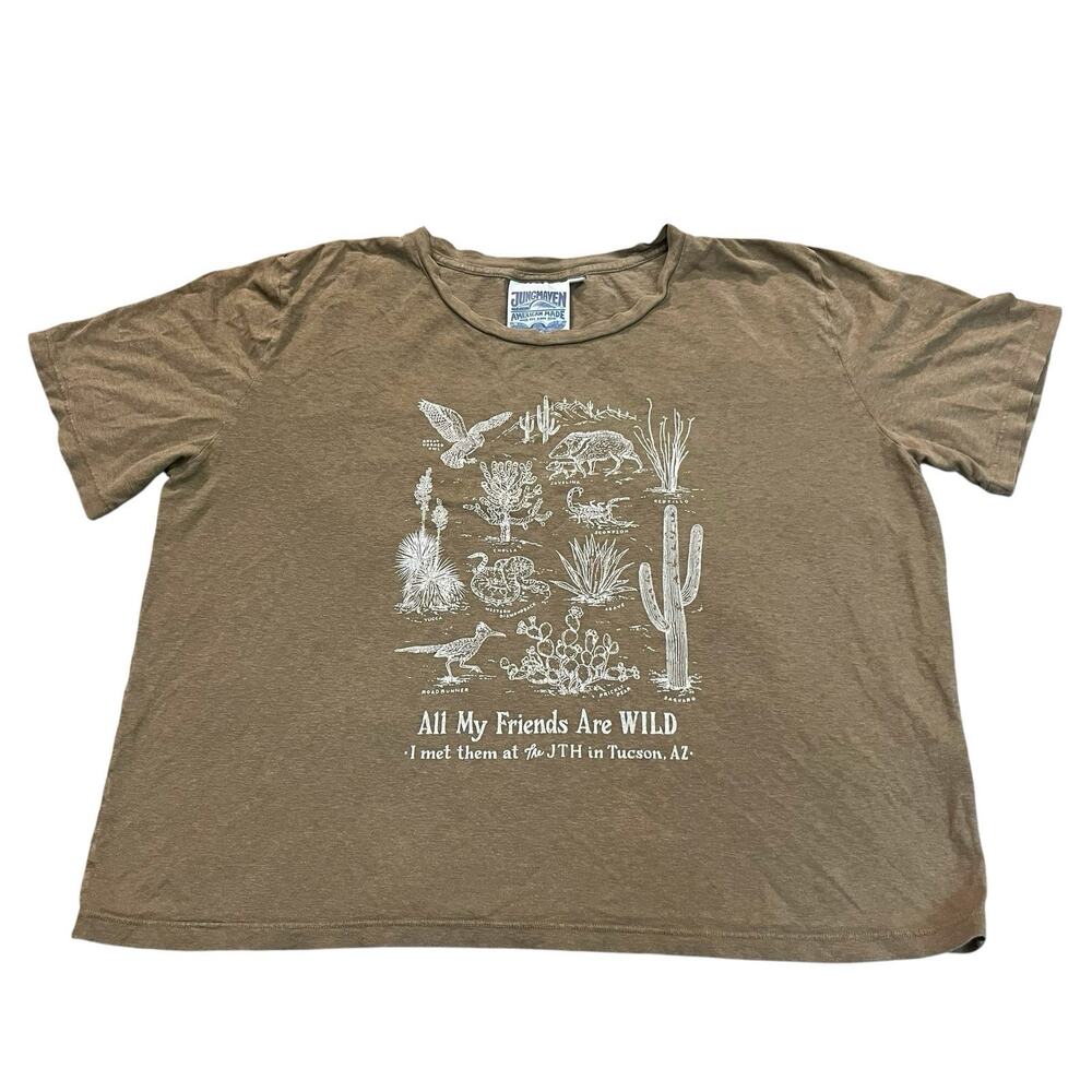 Jungmaven Desert Print Graphic Tshirt Large Boho Tucson Cactus Short Sleeve